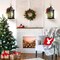 Metal Christmas Vintage Candle Lanterns with Led Light,Plaid Ribbon Decorative Hanging Lantern for Indoor Outdoor Decorations Party Gift,WOKEISE
